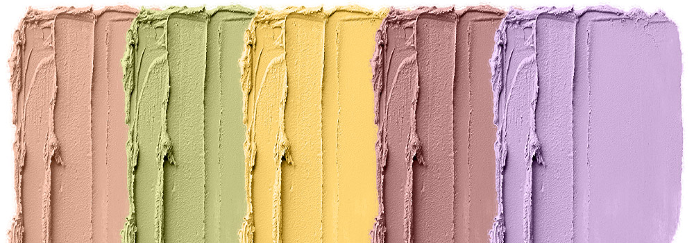 Imagem ilustrando os tons do corretivo colorido no artigo como usar corretivo colorido na make. 